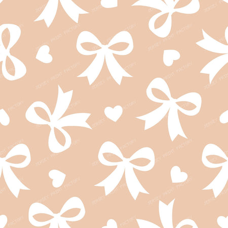 Bow Pattern, Coquette Bow, Ribbon, Cute Bow, White Bow, Hearts, Black — Beige 3