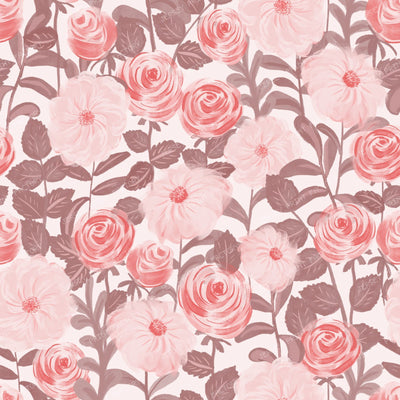 Blush Pink Rose Garden Florals in Dusty Mauve