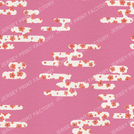 Japanese style clouds with Sakura Cherry Blossom - Pink