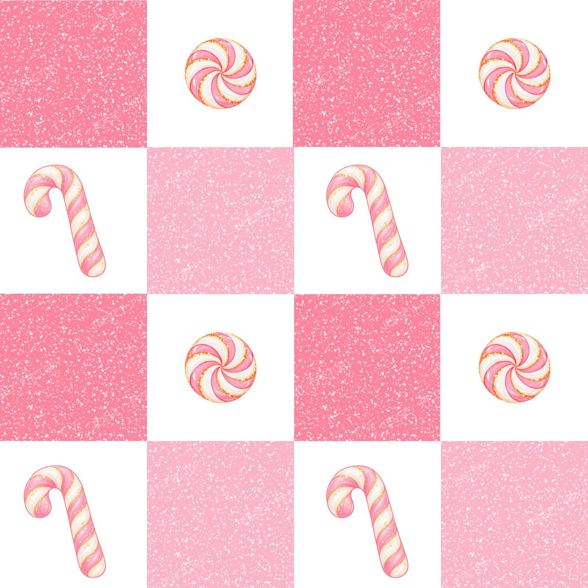 Pink Christmas Candy Cane Peppermint Checkerboard