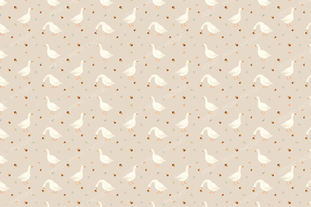 Watercolor autumn geese with acorns
