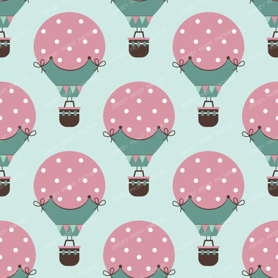 Hot Air Balloons, Flags, Ribbon, Bow, Basket, Polka Dots — Green 1