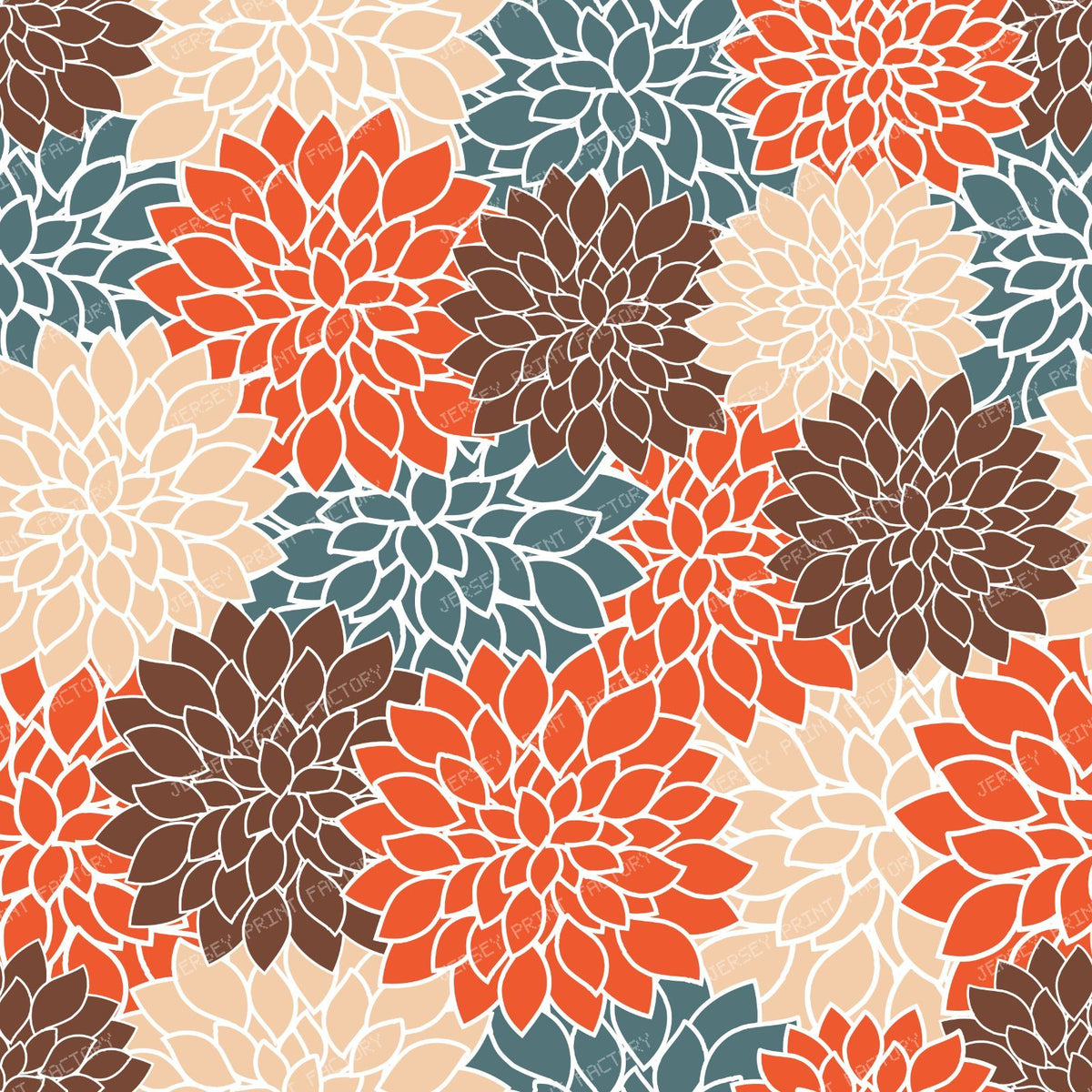 Blue Dahlia, Brown Dahlia, Orange Dahlia, Floral Pattern — Colorful 2