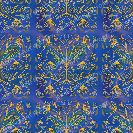 Royal Blue & Gold Botanical Medallion Pattern
