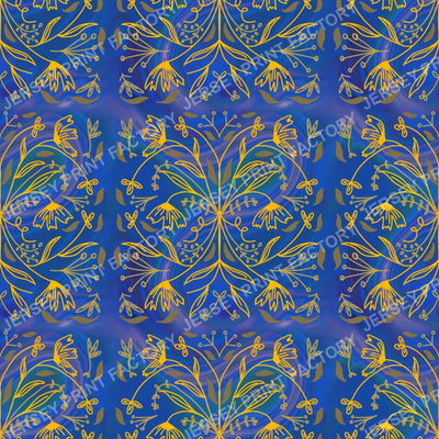 Royal Blue & Gold Botanical Medallion Pattern