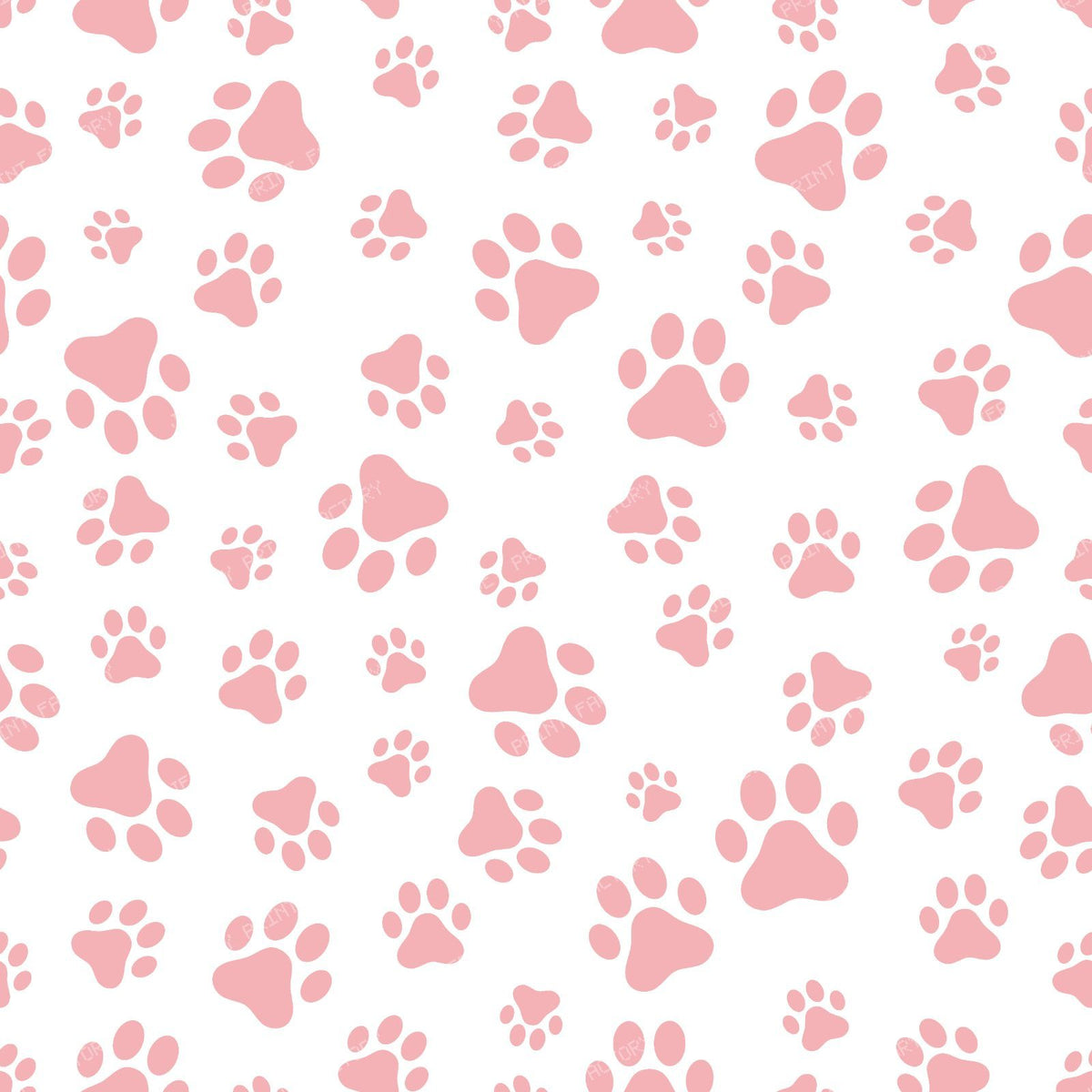 Pattern Of Paws, Dog Paws, Black and White — Pink 1
