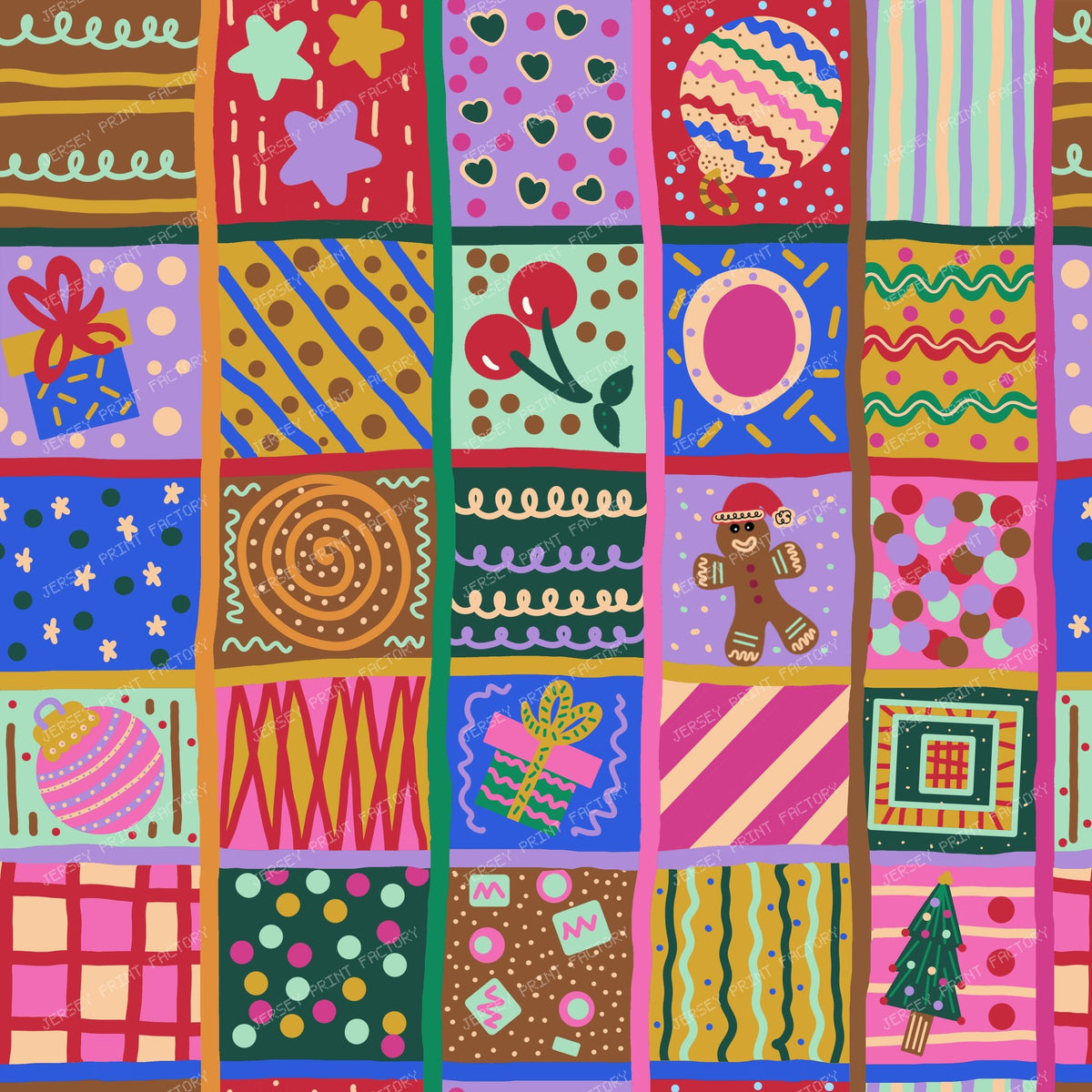 Playful Holiday Cheat Quilt - Hand Drawn Christmas Patchwork