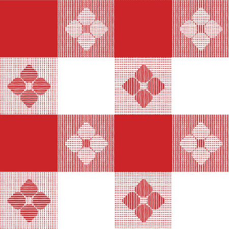 Italian Restaurant Checkered Tablecloth in White + Red