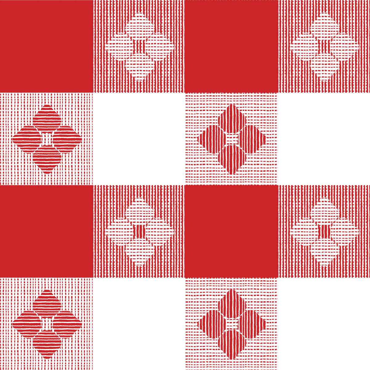 Italian Restaurant Checkered Tablecloth in White + Red