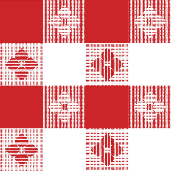 Italian Restaurant Checkered Tablecloth in White + Red