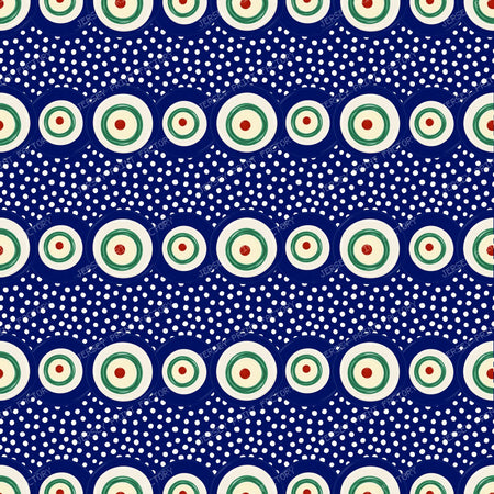 Polish Pottery Peacock Eyes And Polkadots On Navy