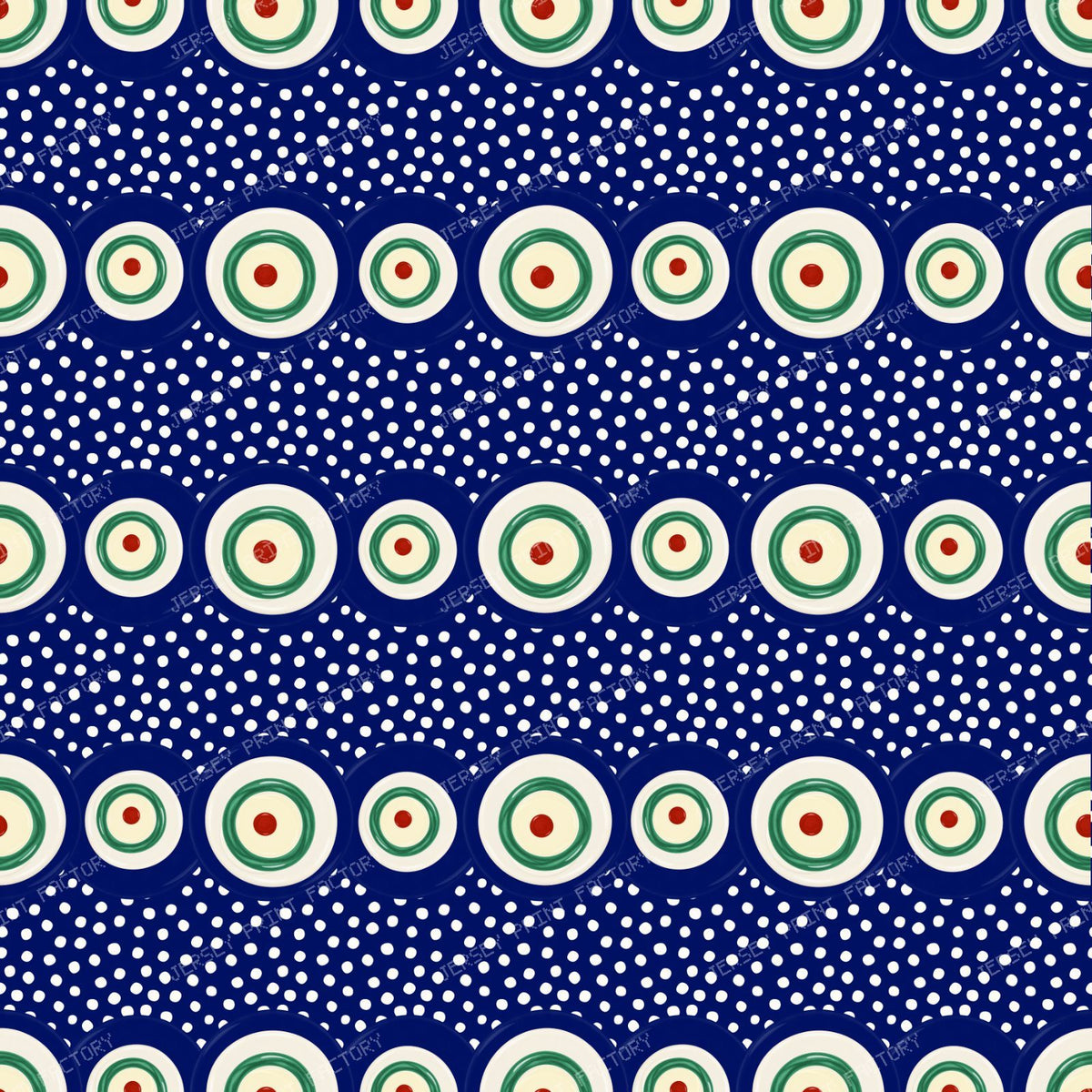 Polish Pottery Peacock Eyes And Polkadots On Navy