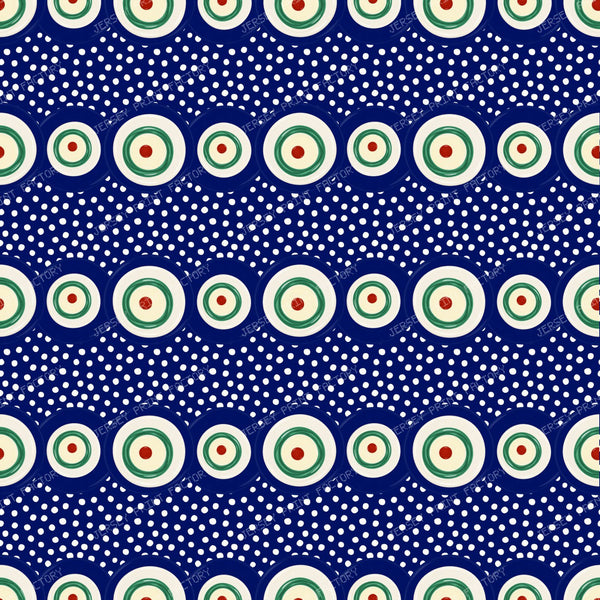 Polish Pottery Peacock Eyes And Polkadots On Navy