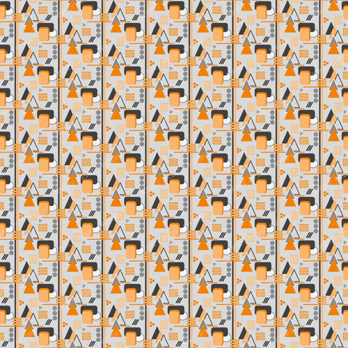 Geometric Abstract in Cool Colors — Orange, Gray, Black