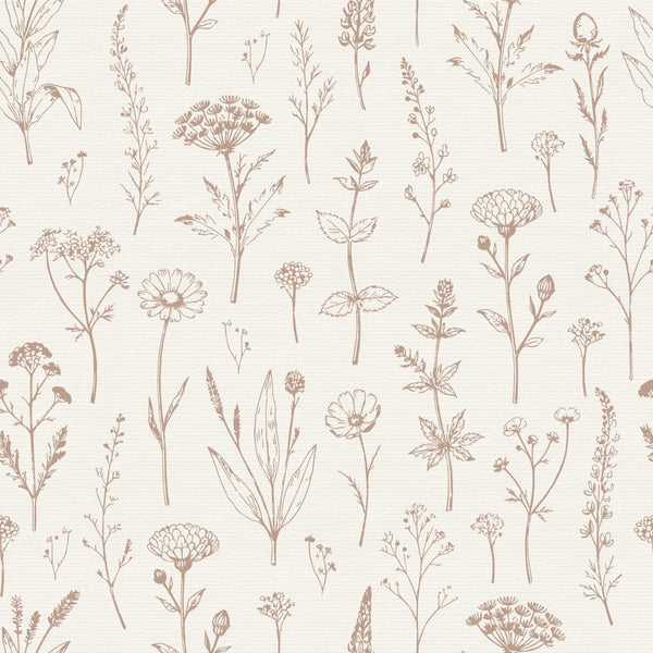 Cottagecore Botanical Herbarium Wildflowers - Terracotta and Beige — Blush Clay and Cream