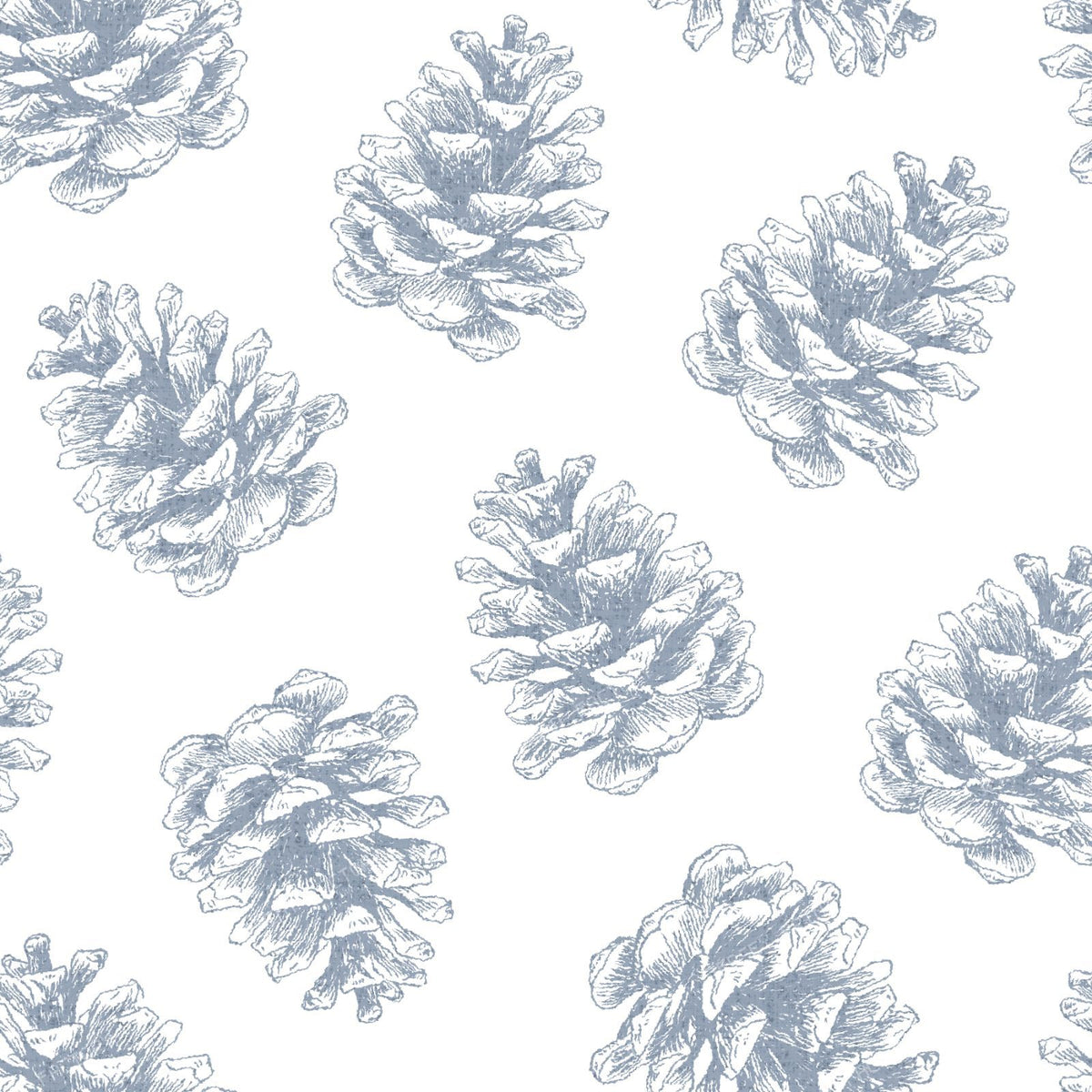 Pine Cone Tossed - Winter Woodland Rustic Cabincore - Sage Green — Dusty Blue and White