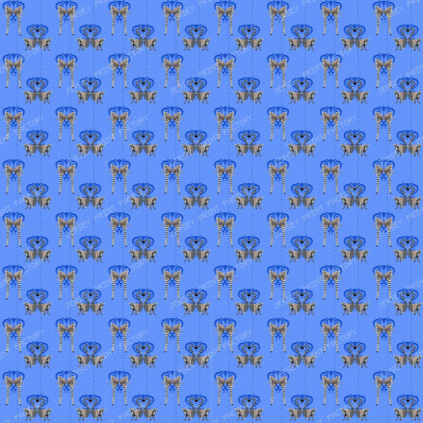 Lemurs in Love in Medium Blue Rain