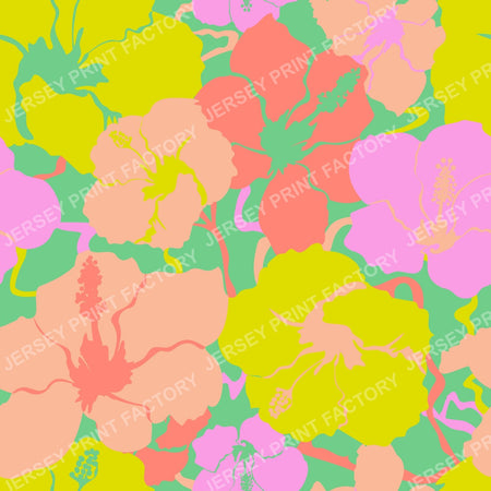 Hawaiian Hibiscus Floral in Light Neon