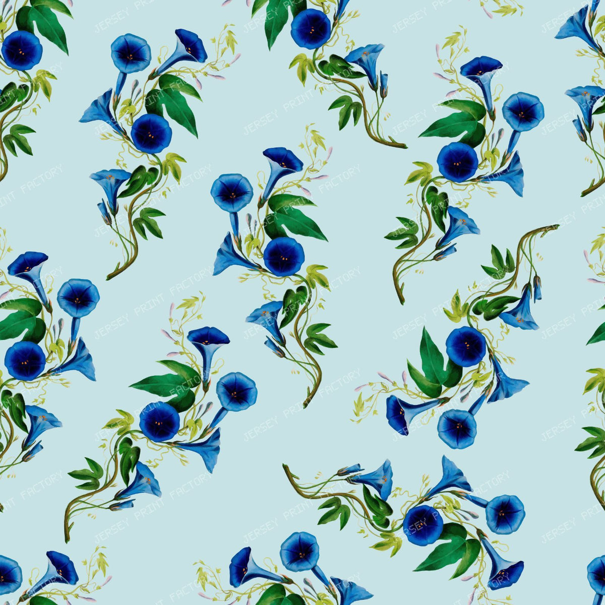Blue Flowers, Bindweed, Pattern Of Flowers, Greenery — Blue