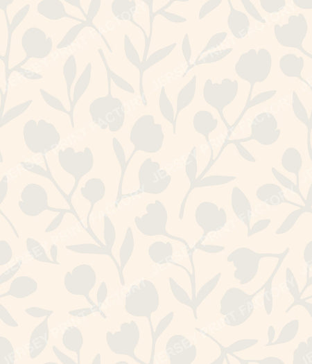 Fleurline - Modern Vintage Floral Silhouette - Light Grey on Cream