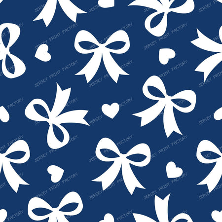 Bow Pattern, Coquette Bow, Ribbon, Cute Bow, White Bow, Hearts, Black — Navy Blue 1