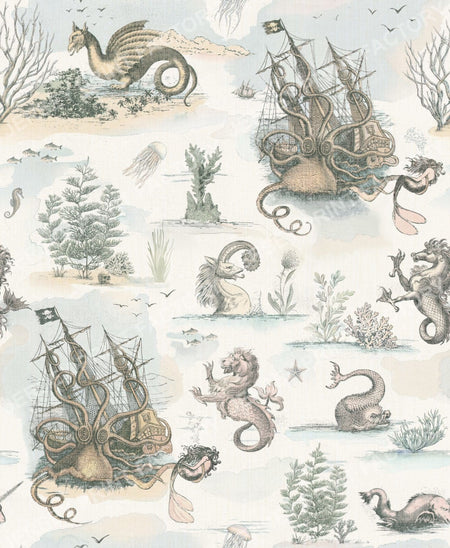TOILE DE MER PASTEL WATERCOLOR ON WHITE