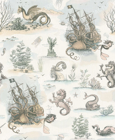 TOILE DE MER PASTEL WATERCOLOR ON WHITE