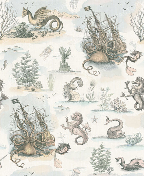 TOILE DE MER PASTEL WATERCOLOR ON WHITE