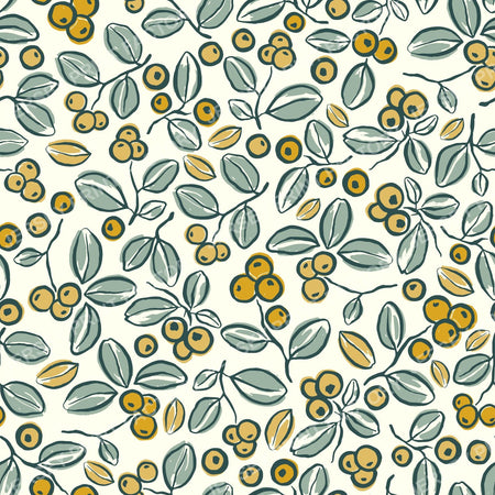Hand Drawn Botanical Berry Branch — Warm Sunset