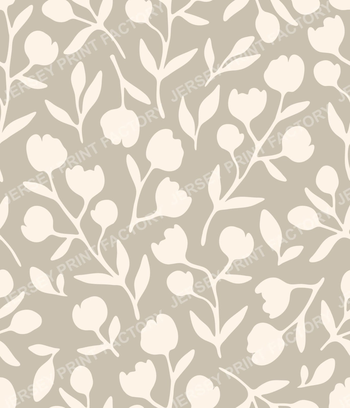 Fleurline - Modern Vintage Floral Silhouette - Cream on Dark Beige