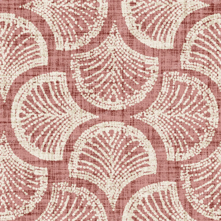 Powder Blue Ginkgo Fan Scallop Batik — Faded Terracotta