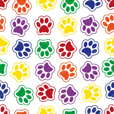 Pattern Of Paws, Dog Paws, Puppy Paws, Black and White — Colorful
