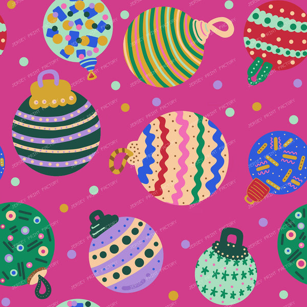 Christmas Baubles on Hot Pink - Festive Holiday Ornaments