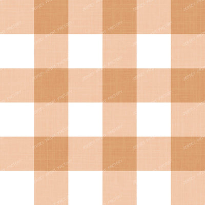Gingham Check Linen Look - Classic Country Cottage - Cocoa Brown & White — Terracotta & White