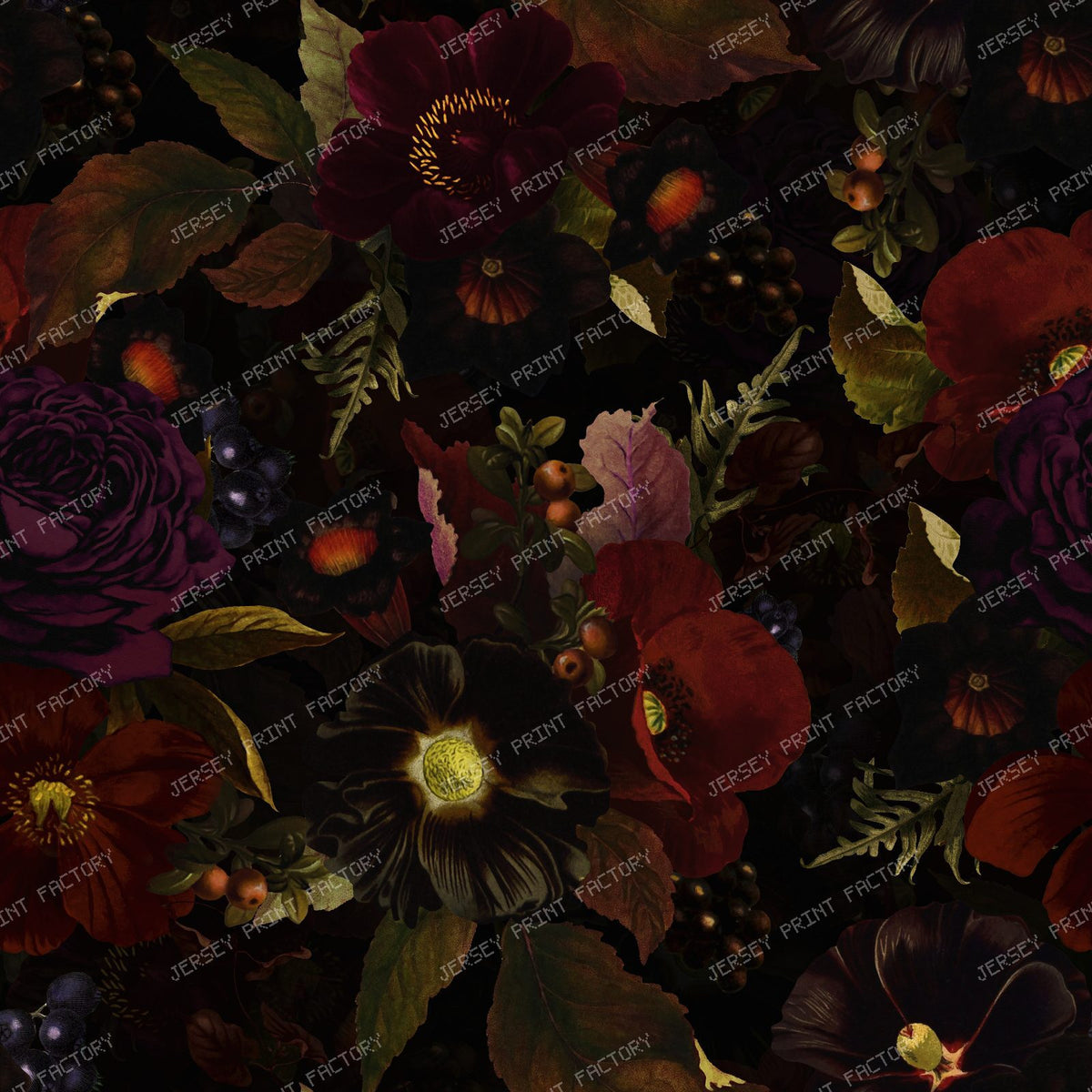 A Grandmillennial Midnight Garden with Vintage Baroque Romance and Mystery - Black