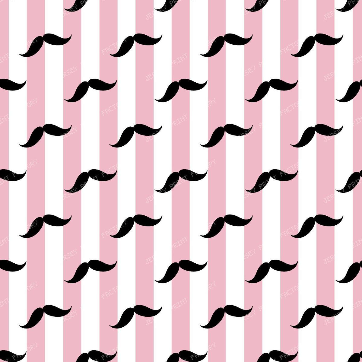 Black Mustache, Mustache Pattern, Blue Stripes — Pink
