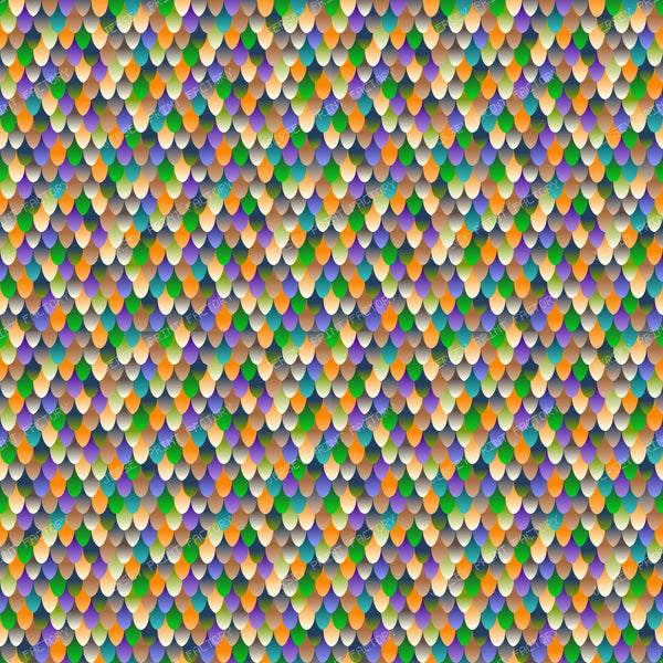 Mermaid scales in Orange, Green and Purple