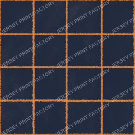 Orange Chalk Grid Lines on Navy Blue - Squares, Check