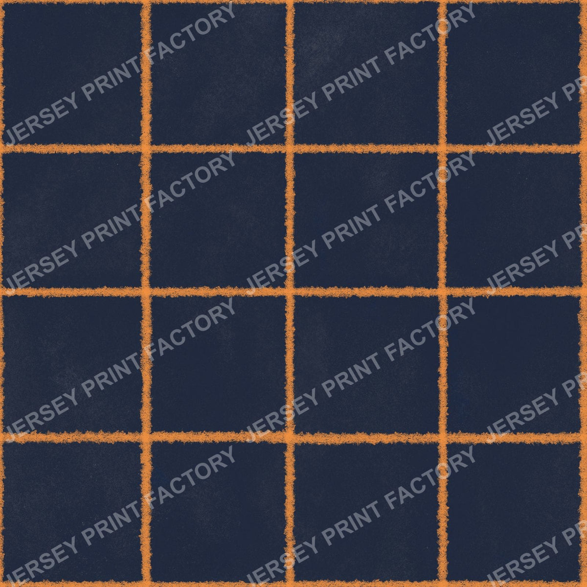 Orange Chalk Grid Lines on Navy Blue - Squares, Check