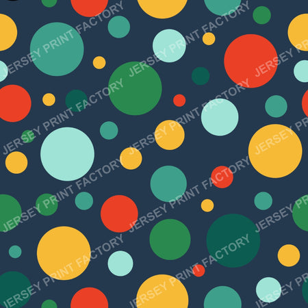 Colorful Bold Big Dots Polkadots On Navy