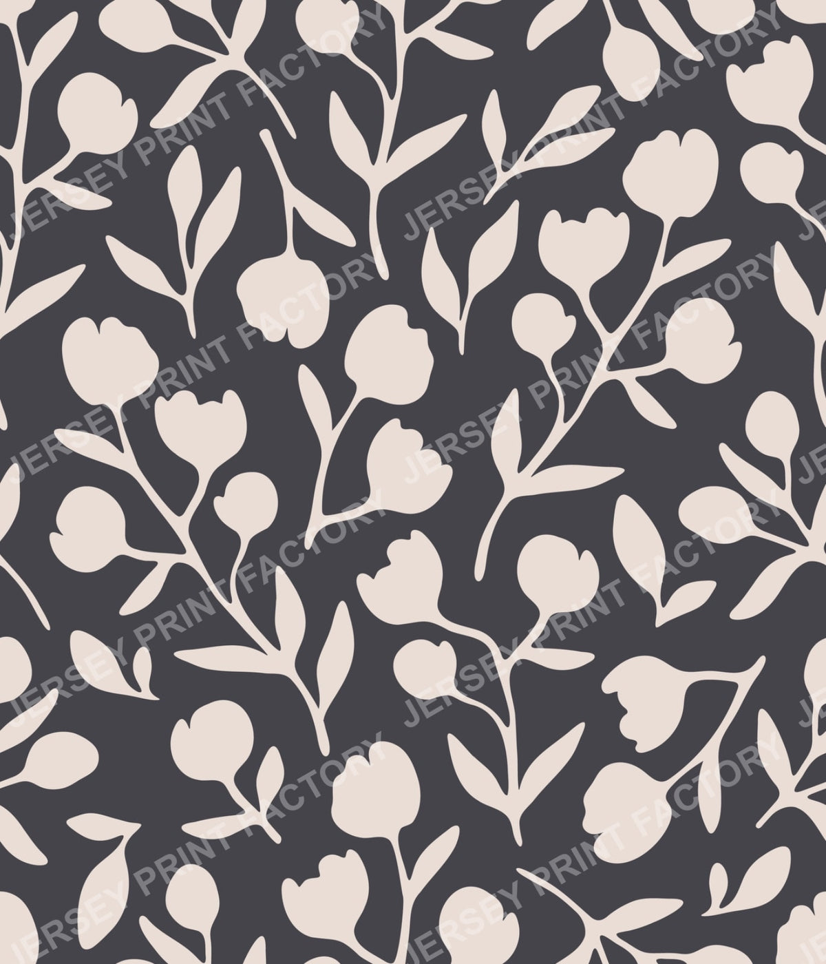 Fleurline - Modern Vintage Floral Silhouette -  Beige on Charcoal