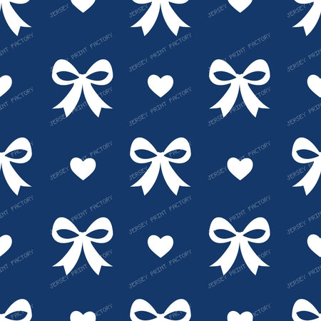 Bow Pattern, Coquette Bow, Ribbon, Cute Bow, White Bow, Hearts, Black — Navy Blue 1