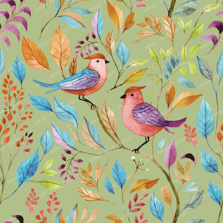 2026 PJP 100 — 64 A rainbow inspired folk art bird print - Green