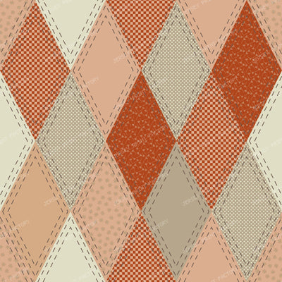 Folk Art Patchwork Argyle Pattern orange