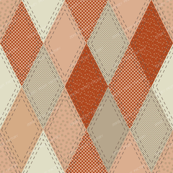 Folk Art Patchwork Argyle Pattern orange