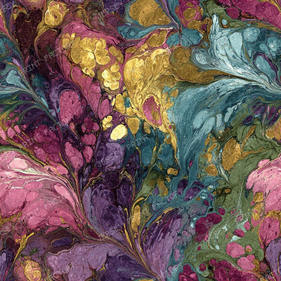 Gold And Plum Ebru