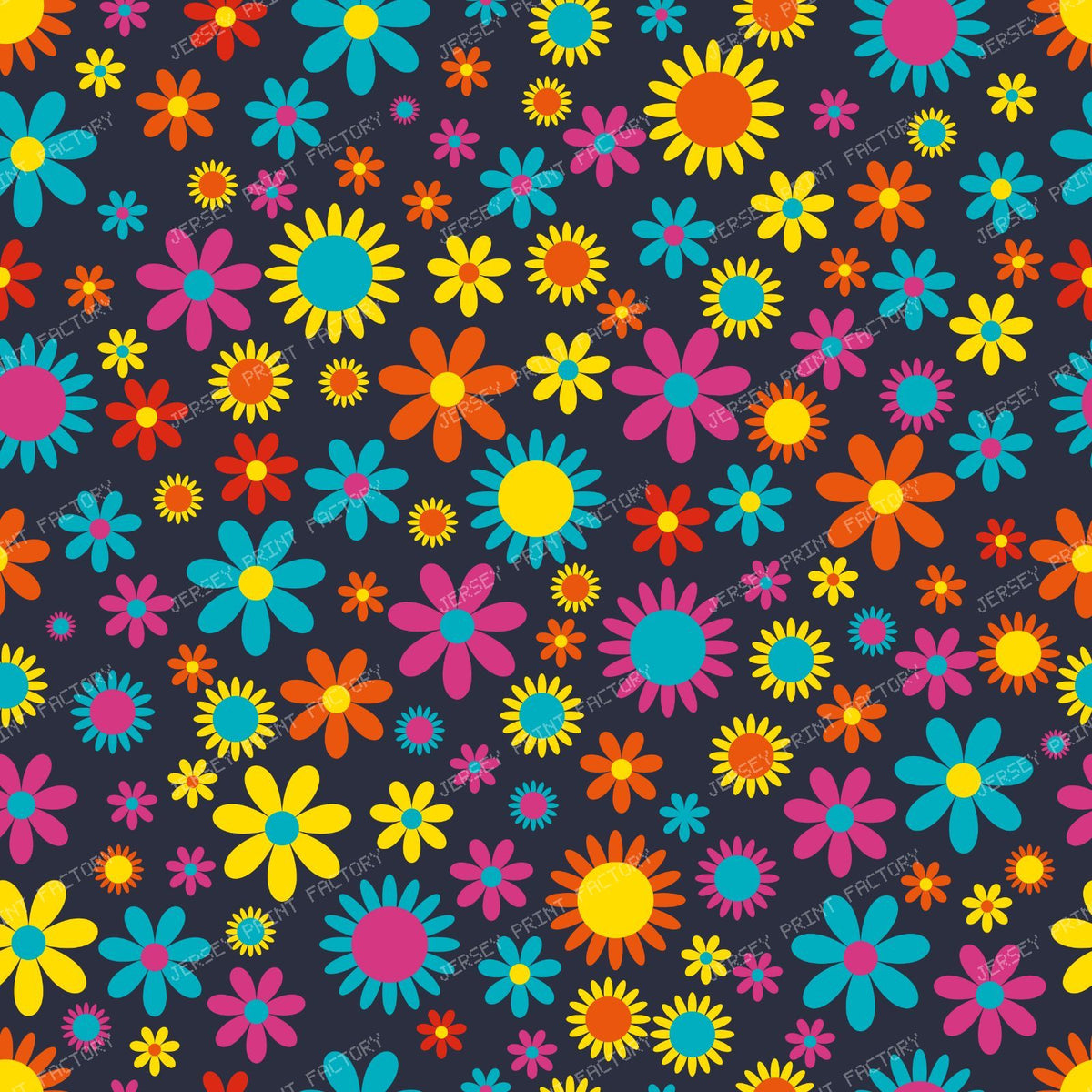 Colorful Flowers, Retro Flowers, Floral Pattern — Colorful 24