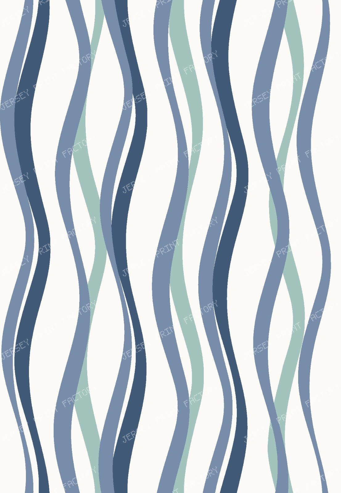 Deep Ocean Blue Retro Groovy Wavy Stripes Pattern