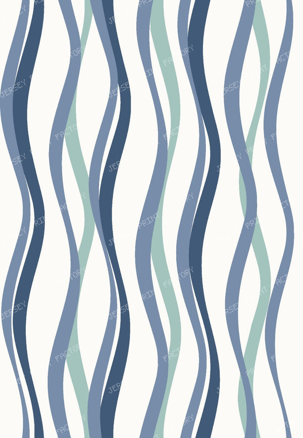 Deep Ocean Blue Retro Groovy Wavy Stripes Pattern
