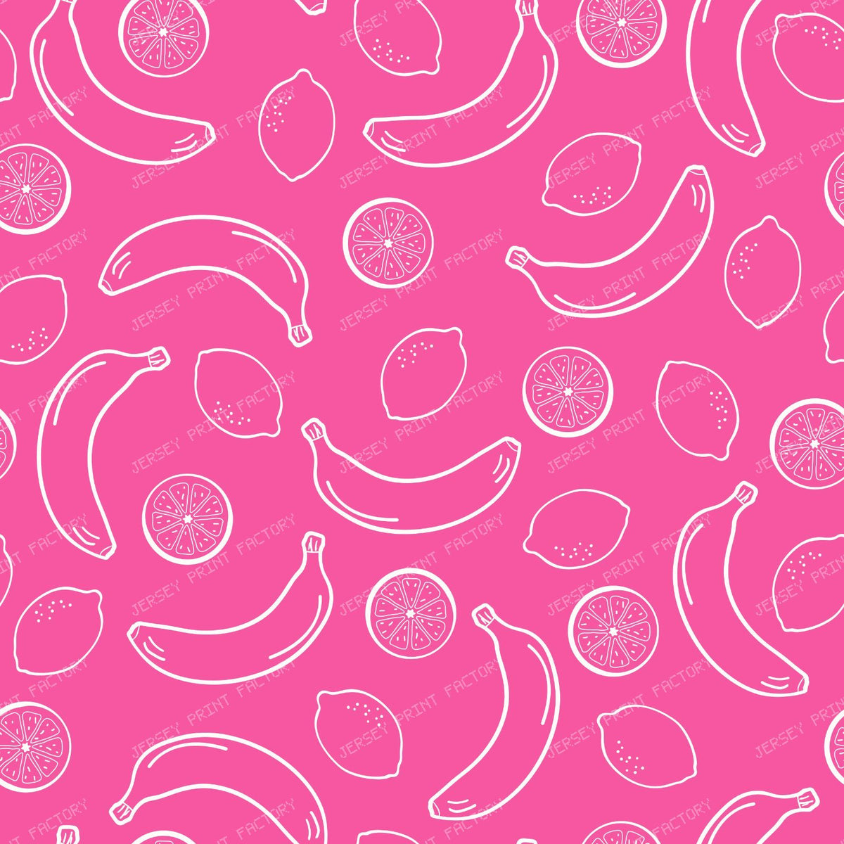 Fruit Pattern, Summer Pattern, Lemon, Lime, Orange, Banana — Pink